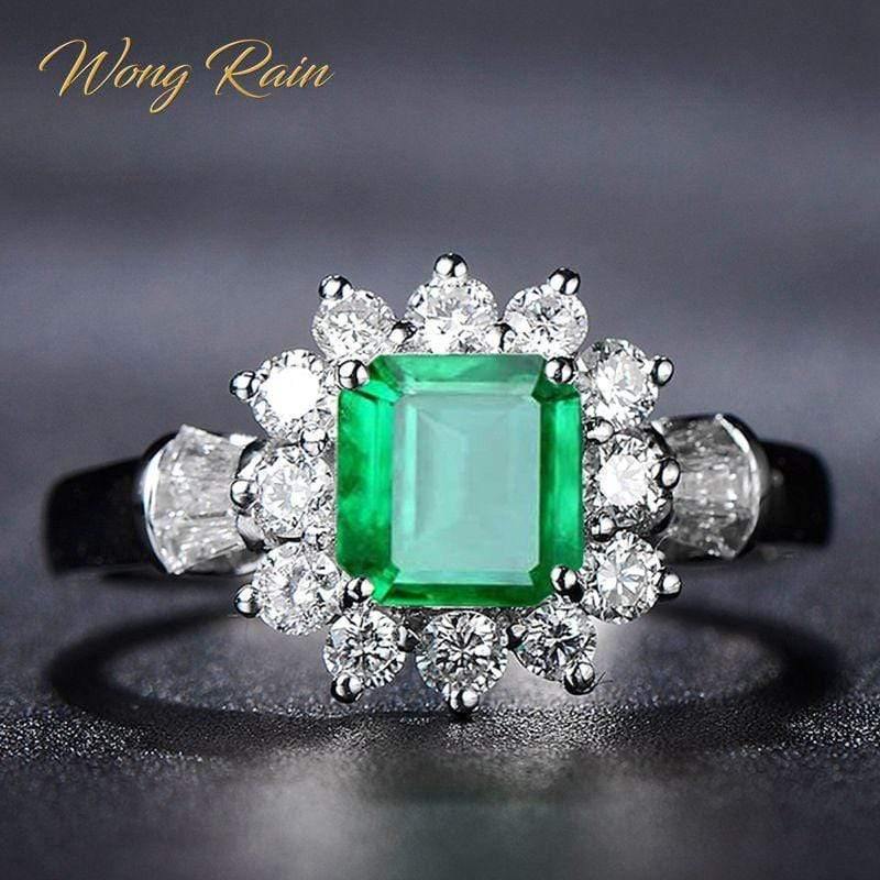 Planet Gates 925 Sterling Silver Emerald Gemstone Wedding Engagement Diamonds White Gold Ring Fine Jewelry Wholesale