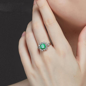 Planet Gates 925 Sterling Silver Emerald Gemstone Wedding Engagement Diamonds White Gold Ring Fine Jewelry Wholesale