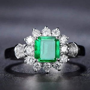 Planet Gates 925 Sterling Silver Emerald Gemstone Wedding Engagement Diamonds White Gold Ring Fine Jewelry Wholesale