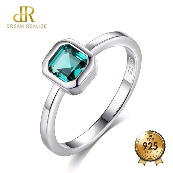 Planet Gates 925 Sterling Silver Engagement Rings for Women 4mm*4mm Square Emerald Gemstone Promise Wedding Ring Anel Feminino Diamond