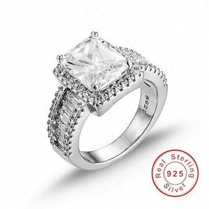 Planet Gates 925 sterling Silver Engagement wedding Rings for Women Luxury square T Simulated Diamond Platinum Jewelry size 5-10