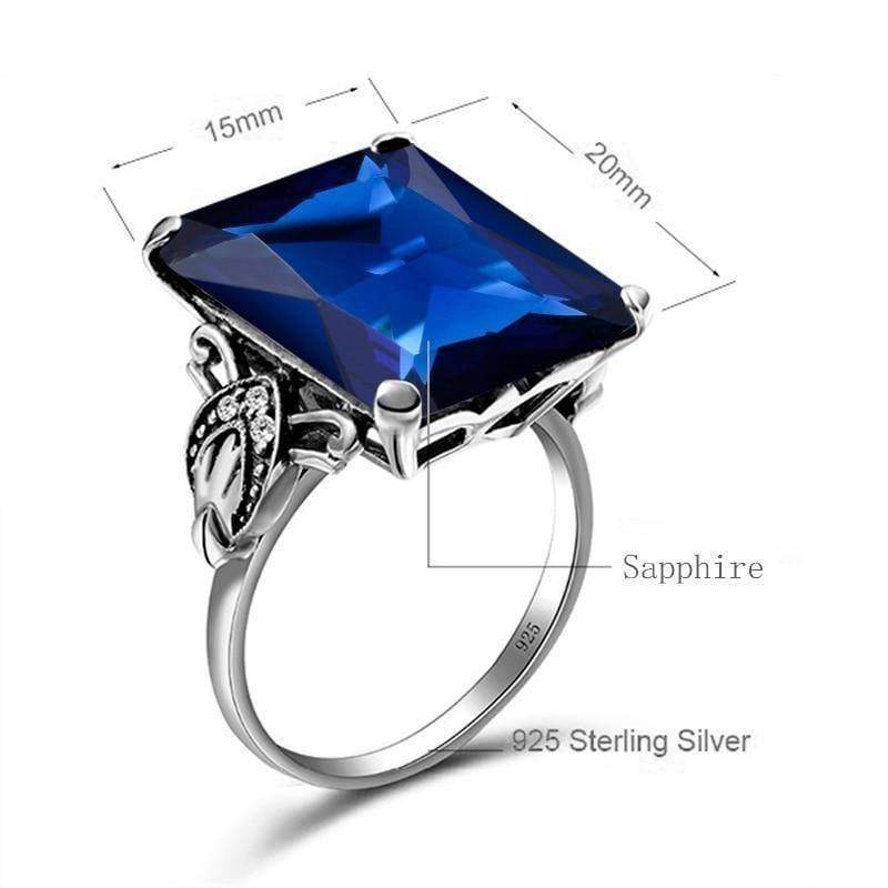 Planet Gates 925 Sterling Silver Fine Jewelry Lab Sapphire Stone Simple Pattern Big Rings for Women Fashion