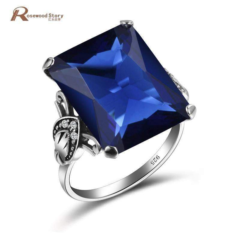 Planet Gates 925 Sterling Silver Fine Jewelry Lab Sapphire Stone Simple Pattern Big Rings for Women Fashion