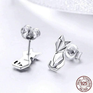 Planet Gates 925 Sterling Silver Folding Fox Stud Earrings For Women Engagement Party Romantic Lucky Jewelry Gift