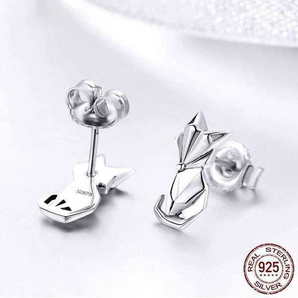Planet Gates 925 Sterling Silver Folding Fox Stud Earrings For Women Engagement Party Romantic Lucky Jewelry Gift