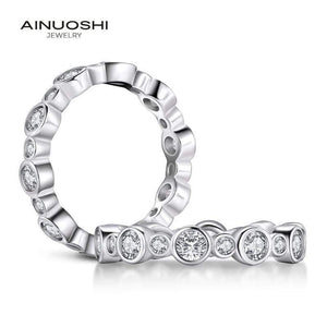 Planet Gates 925 Sterling Silver Full Eternity Women Engagement Ring Simulated Diamond Princess Wedding Silver Rings Jewelry