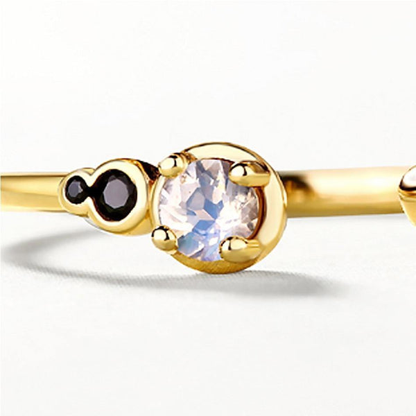 Planet Gates 925 Sterling Silver Gemstone Ring For Women 100% Natural Moonstone Zircon Diamond Ring Fine Jewelry Wedding Gold Rings