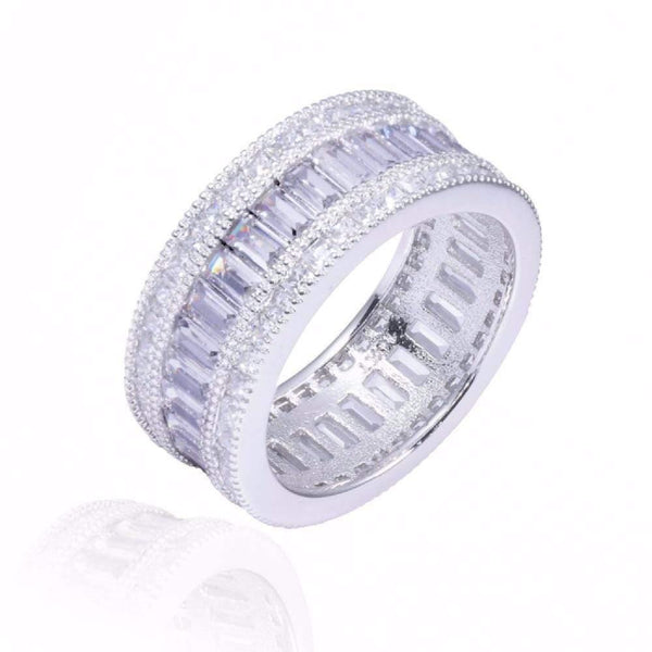 Planet Gates 925 Sterling Silver Gemstone Ring Shining Square Full Simulated Diamond Rings Finger for Woman gift