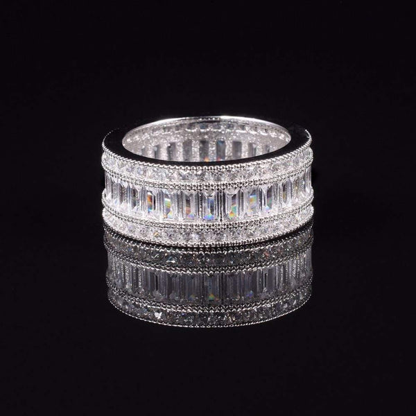 Planet Gates 925 Sterling Silver Gemstone Ring Shining Square Full Simulated Diamond Rings Finger for Woman gift