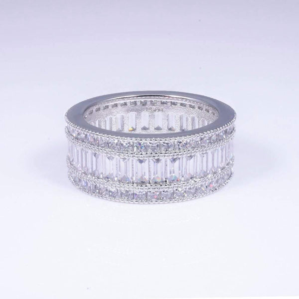 Planet Gates 925 Sterling Silver Gemstone Ring Shining Square Full Simulated Diamond Rings Finger for Woman gift