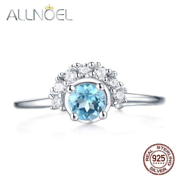 Planet Gates 925 Sterling Silver Gemstone Rings For Women 100% Natural Blue Topaz Zircon Diamond Wedding Ring Jewelry Gift