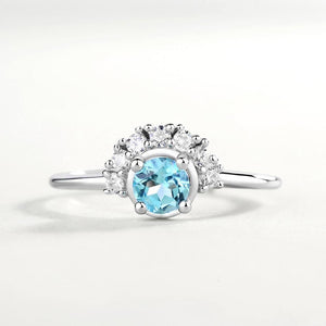 Planet Gates 925 Sterling Silver Gemstone Rings For Women 100% Natural Blue Topaz Zircon Diamond Wedding Ring Jewelry Gift