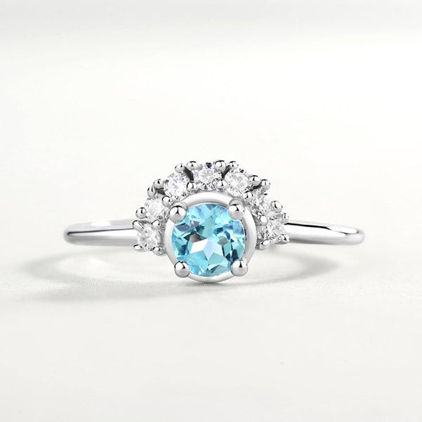 Planet Gates 925 Sterling Silver Gemstone Rings For Women 100% Natural Blue Topaz Zircon Diamond Wedding Ring Jewelry Gift