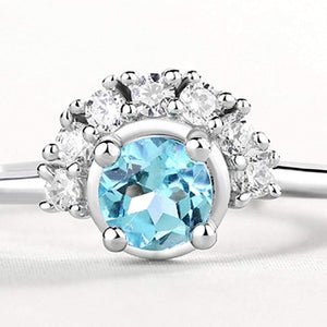 Planet Gates 925 Sterling Silver Gemstone Rings For Women 100% Natural Blue Topaz Zircon Diamond Wedding Ring Jewelry Gift