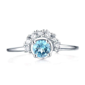 Planet Gates 925 Sterling Silver Gemstone Rings For Women 100% Natural Blue Topaz Zircon Diamond Wedding Ring Jewelry Gift