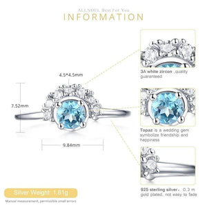 Planet Gates 925 Sterling Silver Gemstone Rings For Women 100% Natural Blue Topaz Zircon Diamond Wedding Ring Jewelry Gift
