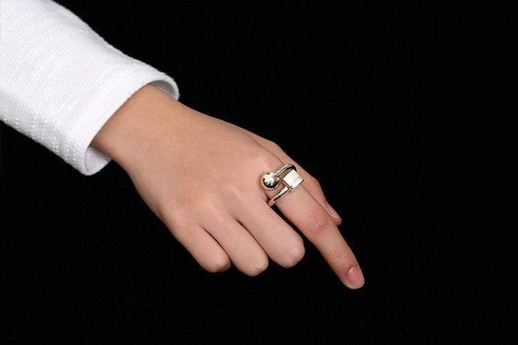 Planet Gates 925 Sterling Silver handmade square ball personality finger ring adjustable silver rings lady luxury jewelry