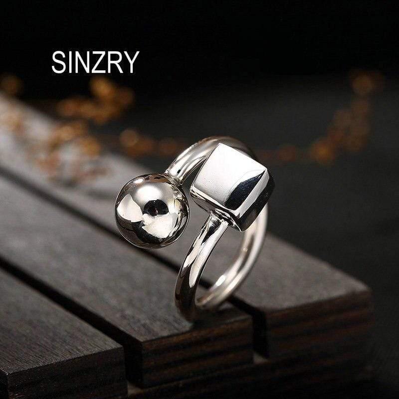 Planet Gates 925 Sterling Silver handmade square ball personality finger ring adjustable silver rings lady luxury jewelry