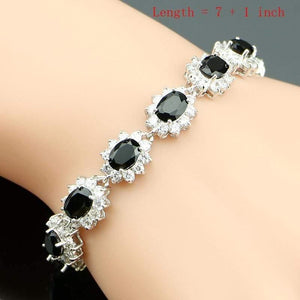 Planet Gates 925 Sterling Silver Jewelry Black White CZ Jewelry Sets For Women Earrings/Pendant/Rings/Bracelet/Necklace Set