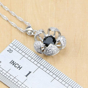 Planet Gates 925 Sterling Silver Jewelry Black White CZ Jewelry Sets For Women Earrings/Pendant/Rings/Bracelet/Necklace Set