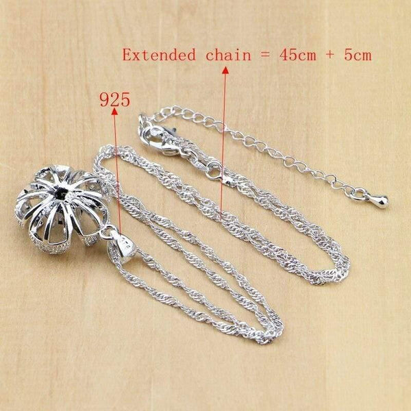 Planet Gates 925 Sterling Silver Jewelry Black White CZ Jewelry Sets For Women Earrings/Pendant/Rings/Bracelet/Necklace Set