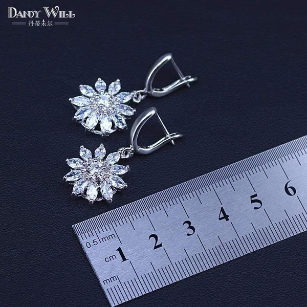 Planet Gates 925 Sterling Silver Jewelry Sets Cubic Zirconia Drop Earrings Necklace Bracelet Ring Set For Women