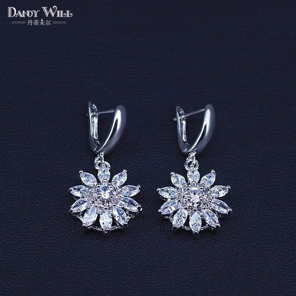 Planet Gates 925 Sterling Silver Jewelry Sets Cubic Zirconia Drop Earrings Necklace Bracelet Ring Set For Women