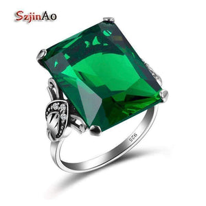 Planet Gates 925 Sterling Silver Jewelry Vintage Wedding Rings For Women Man Female Geometric Ring Green Birthstone