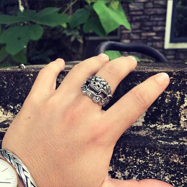 Planet Gates 925 Sterling Silver Lion King Ring For Men Women Unisex Adjustable Size 9 To 13 Lovers Retro Classic Father’s Day Jewelry