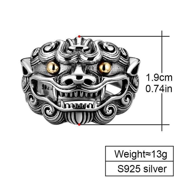 Planet Gates 925 Sterling Silver Lion King Ring For Men Women Unisex Adjustable Size 9 To 13 Lovers Retro Classic Father’s Day Jewelry