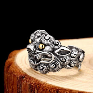 Planet Gates 925 Sterling Silver Lion King Ring For Men Women Unisex Adjustable Size 9 To 13 Lovers Retro Classic Father’s Day Jewelry