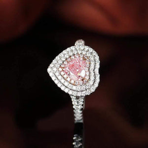 Planet Gates 925 Sterling Silver Love Heart Pink Quartz Gemstone Wedding Engagement Diamonds Ring Fine Jewelry Wholesale