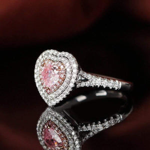 Planet Gates 925 Sterling Silver Love Heart Pink Quartz Gemstone Wedding Engagement Diamonds Ring Fine Jewelry Wholesale