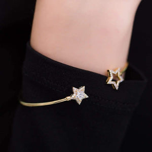 Planet Gates 925 Sterling Silver Luxury Bangle For Women 14K Gold Adjustable Zircon Diamond Gemstone Jewelry Star Bracelet