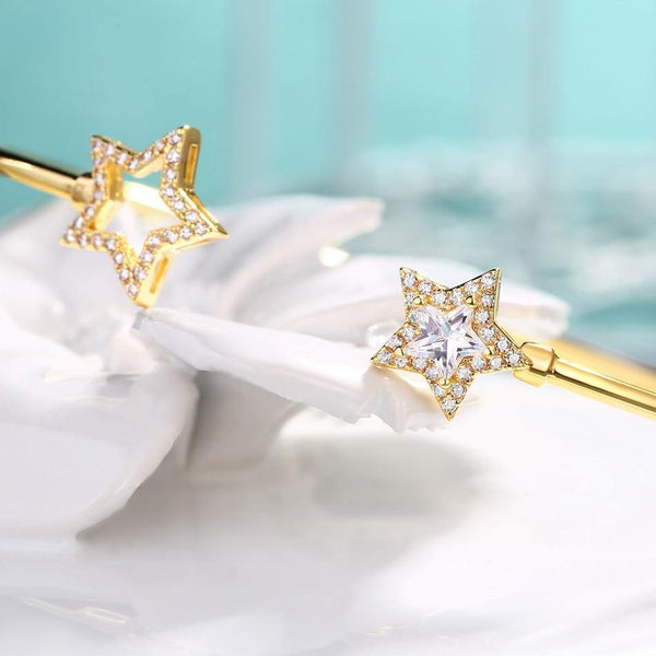 Planet Gates 925 Sterling Silver Luxury Bangle For Women 14K Gold Adjustable Zircon Diamond Gemstone Jewelry Star Bracelet