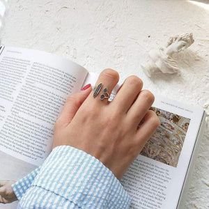 Planet Gates 925 Sterling Silver Micro Pave Cubic Zirconia Black Diamond Smiley Open Ring For Women Statement Jewelry Rings Gift