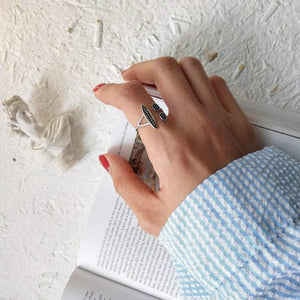 Planet Gates 925 Sterling Silver Micro Pave Cubic Zirconia Black Diamond Smiley Open Ring For Women Statement Jewelry Rings Gift