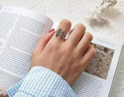 Planet Gates 925 Sterling Silver Micro Pave Cubic Zirconia Black Diamond Smiley Open Ring For Women Statement Jewelry Rings Gift