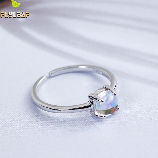 Planet Gates 925 Sterling Silver Moonstone Open Rings For Women Simple Style High Quality Lady Fashion Jewelry