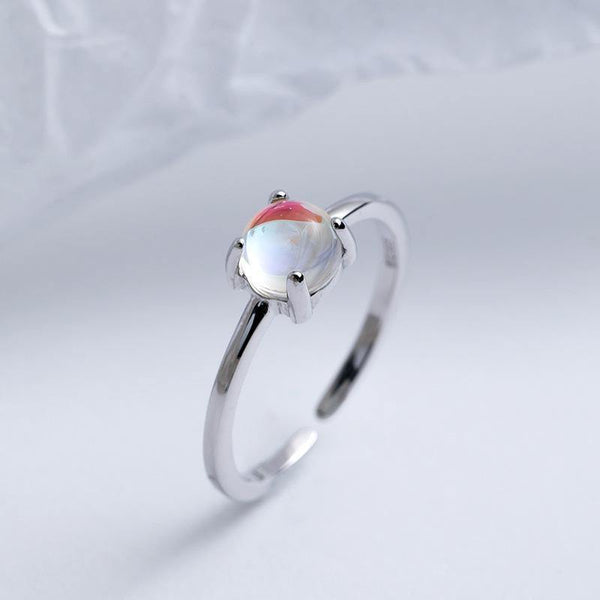Planet Gates 925 Sterling Silver Moonstone Open Rings For Women Simple Style High Quality Lady Fashion Jewelry