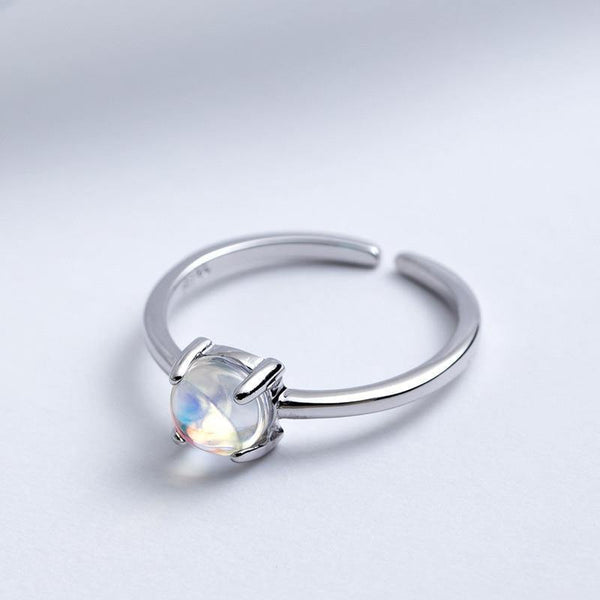 Planet Gates 925 Sterling Silver Moonstone Open Rings For Women Simple Style High Quality Lady Fashion Jewelry