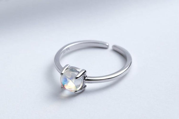 Planet Gates 925 Sterling Silver Moonstone Open Rings For Women Simple Style High Quality Lady Fashion Jewelry