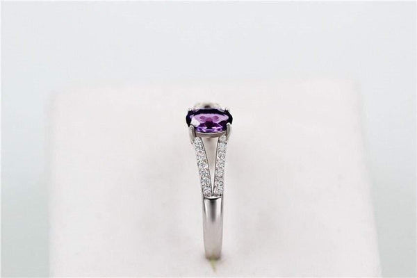 Planet Gates 925 Sterling Silver Natural Amethyst Stones Gemstone Diamond Jewelry Women's Female Wedding Rings with Box CJ037