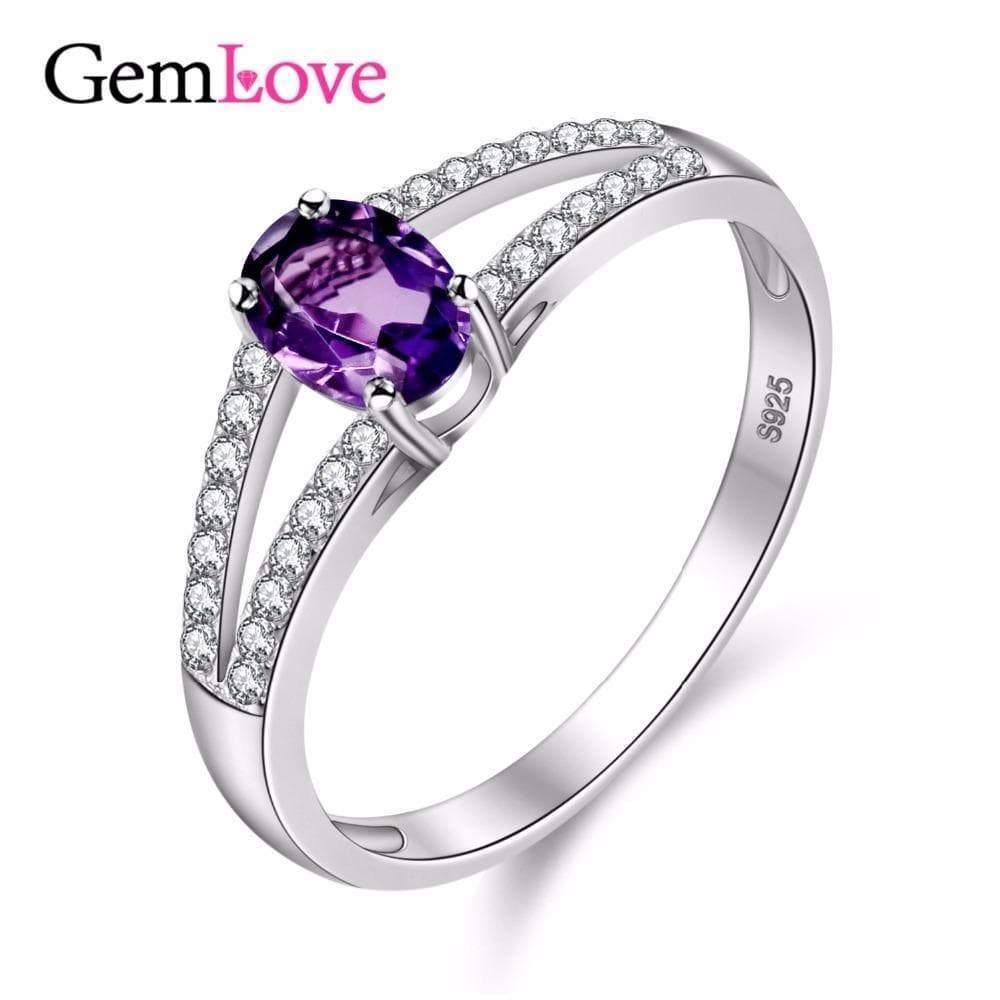 Planet Gates 925 Sterling Silver Natural Amethyst Stones Gemstone Diamond Jewelry Women's Female Wedding Rings with Box CJ037