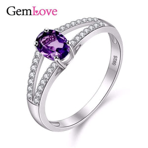 Planet Gates 925 Sterling Silver Natural Amethyst Stones Gemstone Diamond Jewelry Women's Female Wedding Rings with Box CJ037
