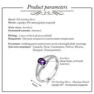 Planet Gates 925 Sterling Silver Natural Amethyst Stones Gemstone Diamond Jewelry Women's Female Wedding Rings with Box CJ037