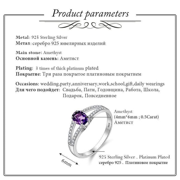 Planet Gates 925 Sterling Silver Natural Amethyst Stones Gemstone Diamond Jewelry Women's Female Wedding Rings with Box CJ037