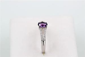 Planet Gates 925 Sterling Silver Natural Amethyst Stones Gemstone Diamond Jewelry Women's Female Wedding Rings with Box CJ037