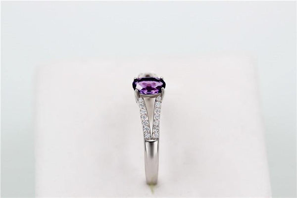Planet Gates 925 Sterling Silver Natural Amethyst Stones Gemstone Diamond Jewelry Women's Female Wedding Rings with Box CJ037