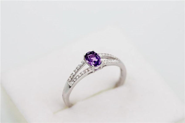 Planet Gates 925 Sterling Silver Natural Amethyst Stones Gemstone Diamond Jewelry Women's Female Wedding Rings with Box CJ037